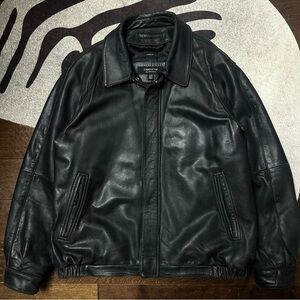 Vintage Claiborne Lambskin Leather Full Zip Black Bomber Jacket
